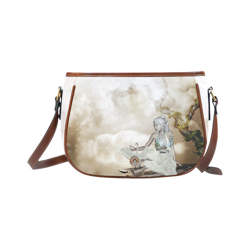 Swan fairy with swans Saddle Bag/Small (Model 1649) Full Customization