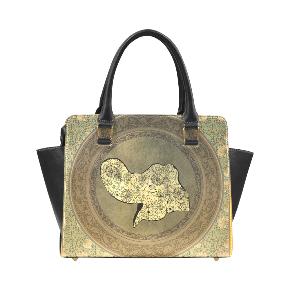 Mandala of cute elephant Rivet Shoulder Handbag (Model 1645)