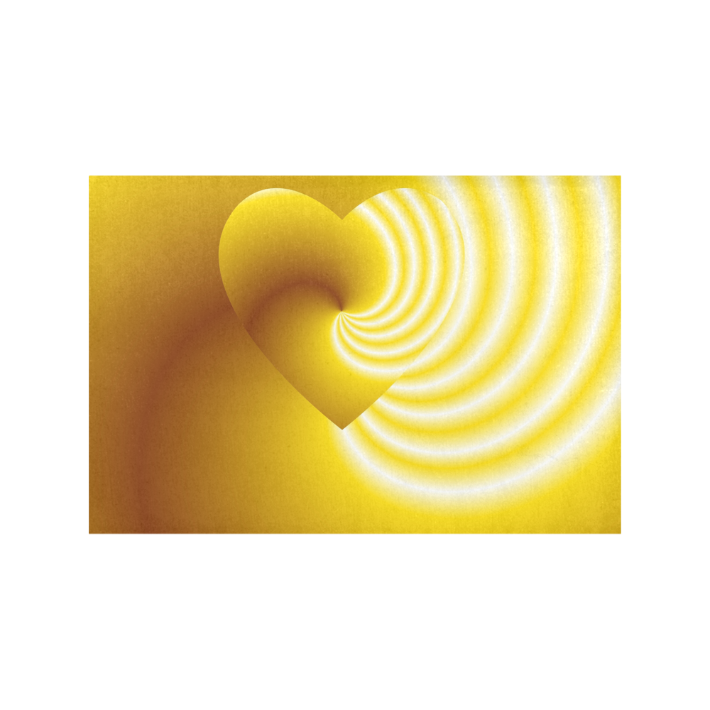 Yellow and White Swirls Love Heart Placemat 12''x18''