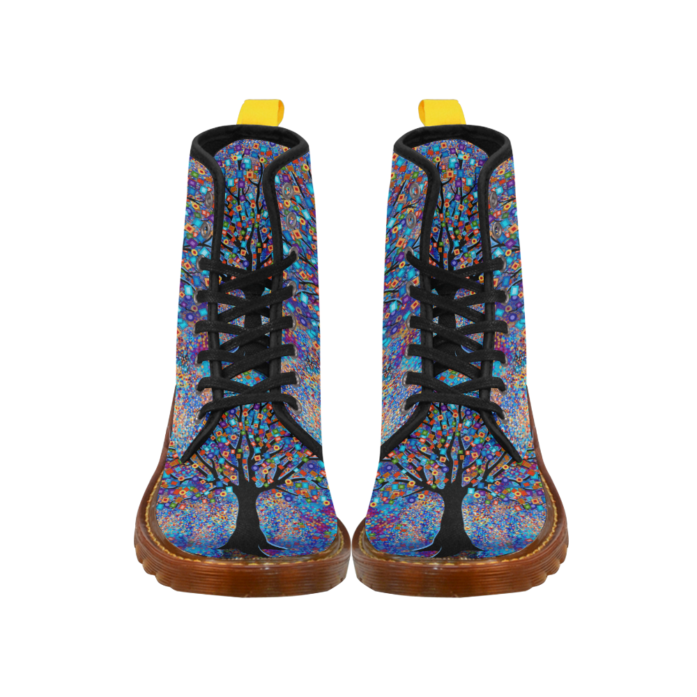 Colorful Tree Printed Boots by Juleez Martin Boots For Women Model 1203H