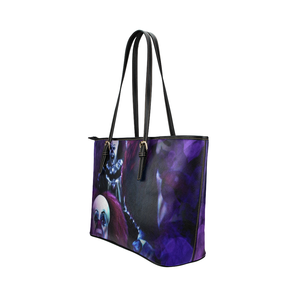 pennywise clowning evil Leather Tote Bag/Large (Model 1651)