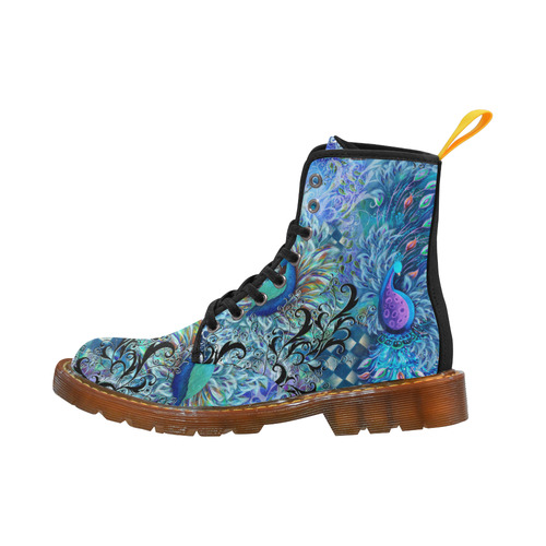 Peacock Feathers Colorful Print Boots by Juleez Martin Boots For Women Model 1203H