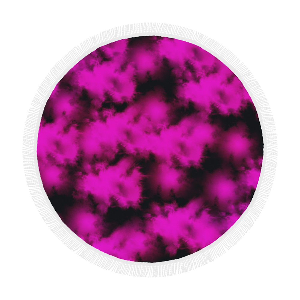 Pink and black clouds Circular Beach Shawl 59"x 59"