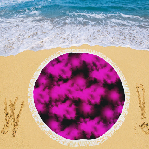 Pink and black clouds Circular Beach Shawl 59"x 59"