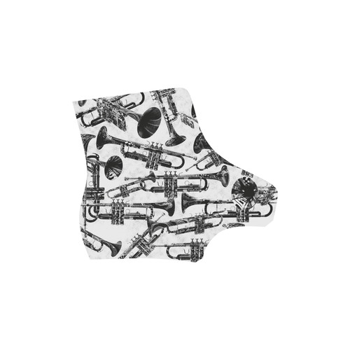 Black and White Trumpet Print Boots Martin Boots For Men Model 1203H