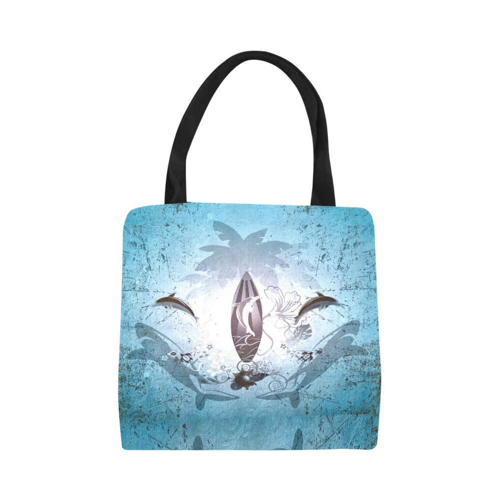 Surfing, surfboard and sharks Canvas Tote Bag (Model 1657)