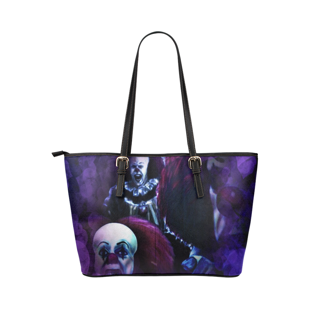 pennywise clowning evil Leather Tote Bag/Large (Model 1651)