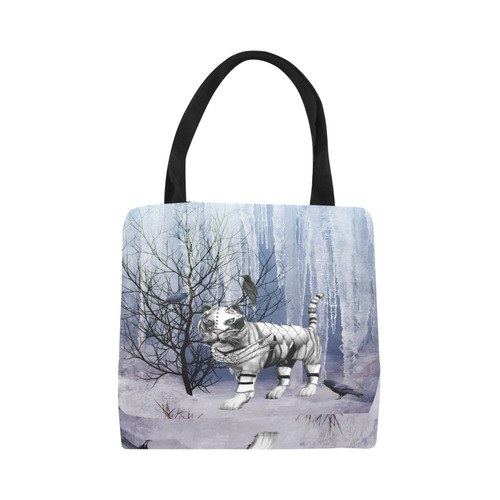Wonderful tiger in the snow landscape Canvas Tote Bag (Model 1657)
