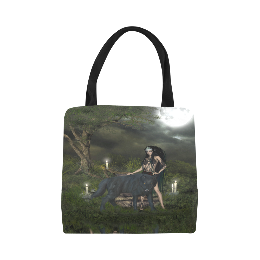 Awesome wolf with fairy Canvas Tote Bag (Model 1657)
