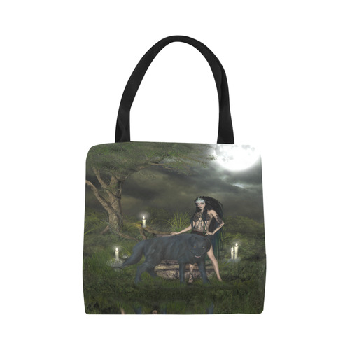 Awesome wolf with fairy Canvas Tote Bag (Model 1657)