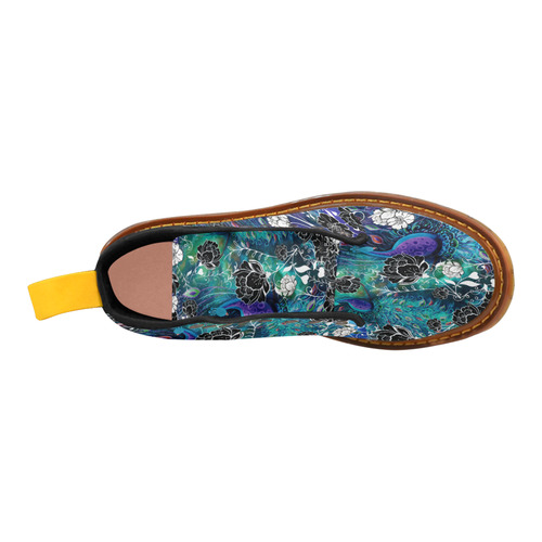 Amazing Teal Garden Peacock Print Boots Martin Boots For Women Model 1203H