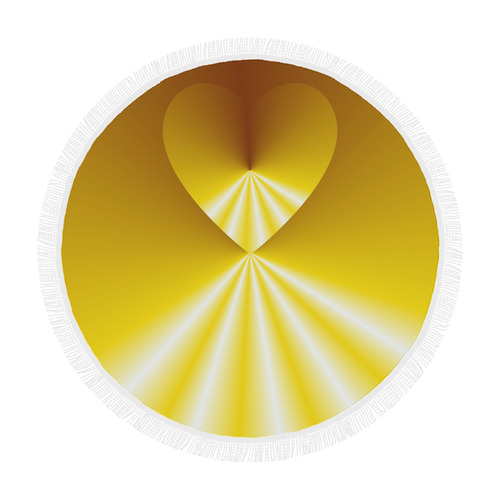 Yellow & White Sunrays Love Heart Circular Beach Shawl 59"x 59"