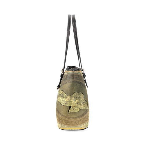 Mandala of cute elephant Leather Tote Bag/Small (Model 1640)