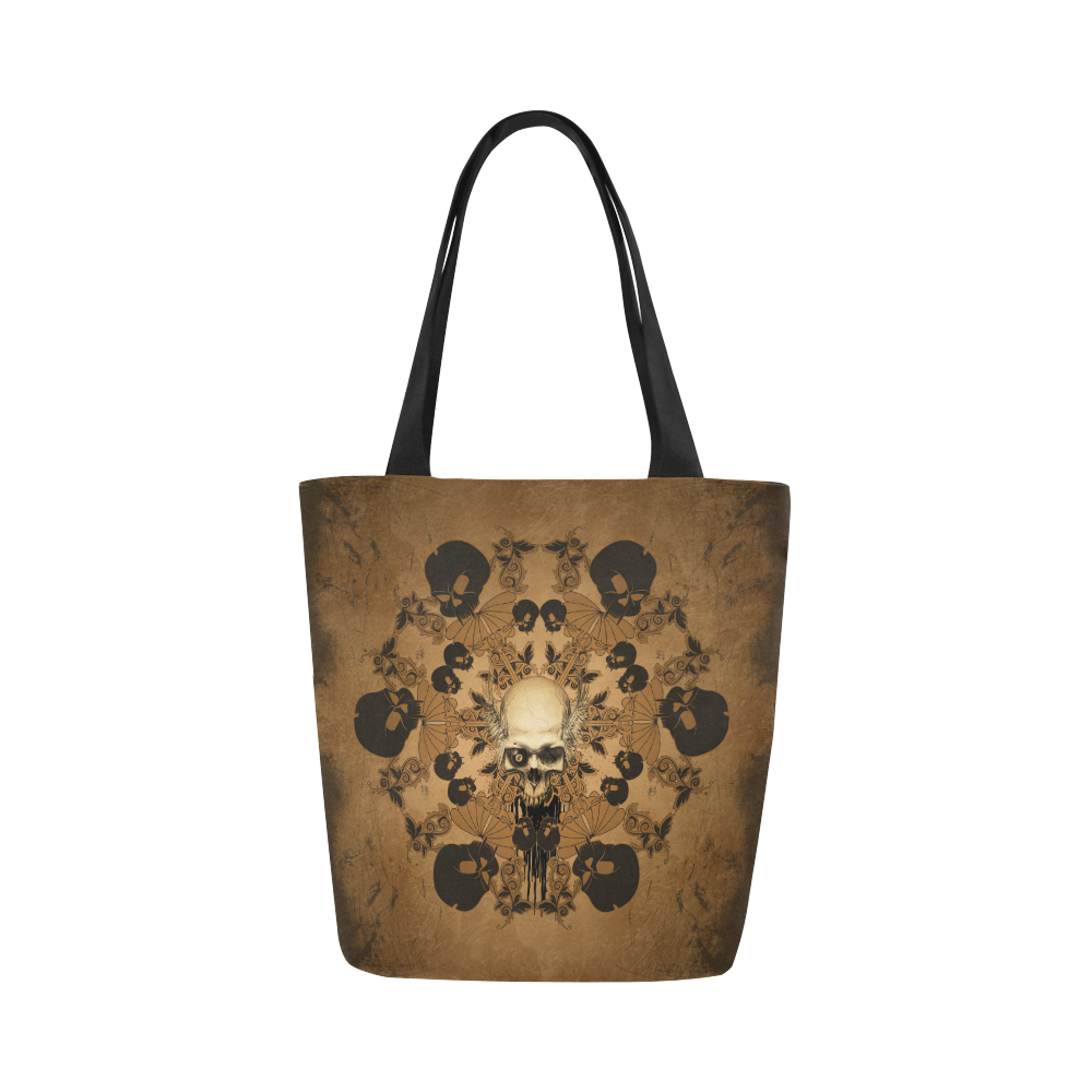 Skull with skull mandala on the background Canvas Tote Bag (Model 1657)