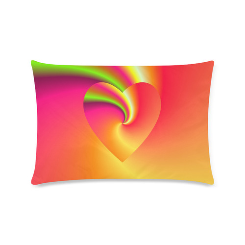 Rainbow Swirls Love Heart Custom Rectangle Pillow Case 16"x24" (one side)