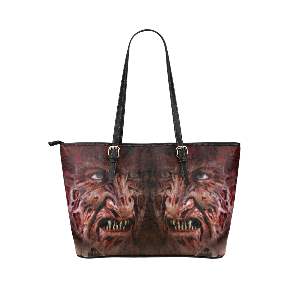 nightmare horror Leather Tote Bag/Large (Model 1651)