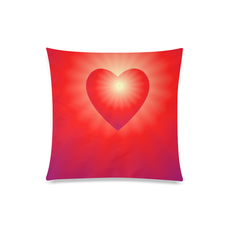 Red Sunburst Love Heart Custom Zippered Pillow Case 20"x20"(One Side)