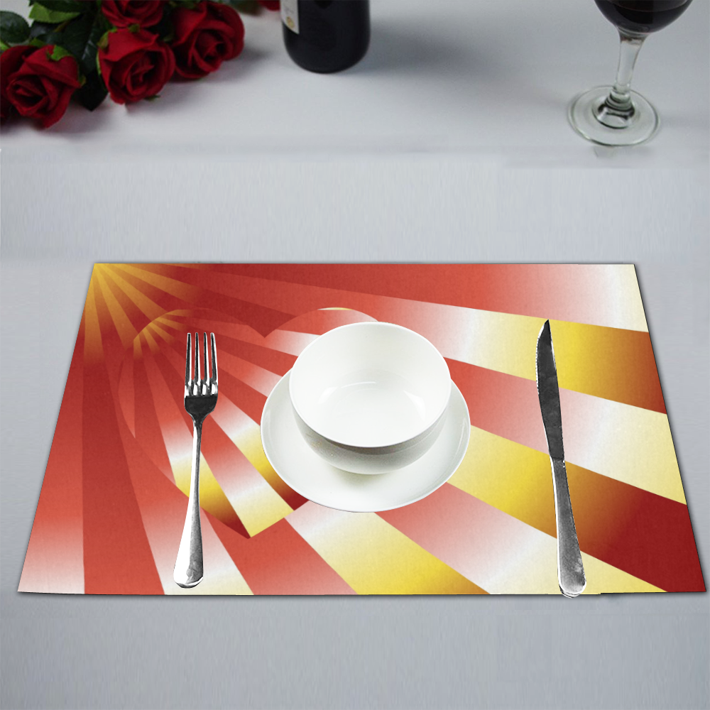 Orange, Red & Yellow Autumn Sunset Love Heart Placemat 12''x18''