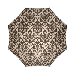 Brown Cream Damask Pattern Foldable Umbrella (Model U01)