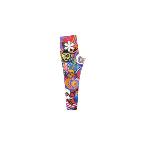 Fun Sugar Skull Colorful Print Leggings Cassandra Women's Leggings (Model L01)