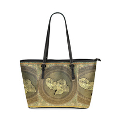 Mandala of cute elephant Leather Tote Bag/Small (Model 1640)