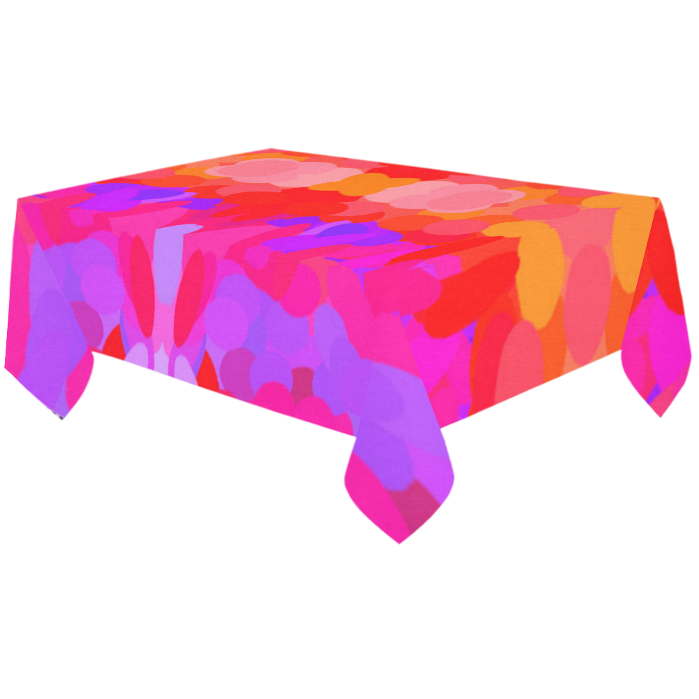 Purple, Pink and Orange Tie Dye Cotton Linen Tablecloth 60"x120"