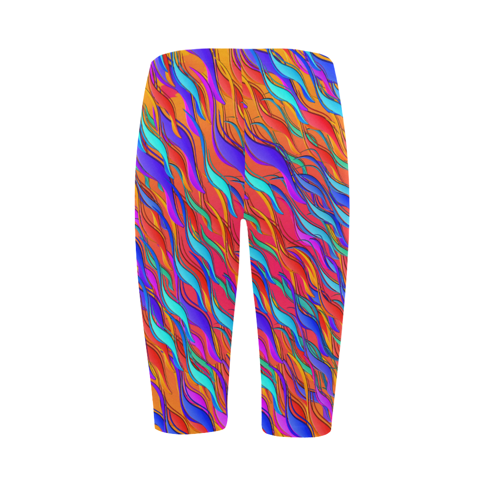 Crazy Color Waves Print Crop Leggings Hestia Cropped Leggings (Model L03)