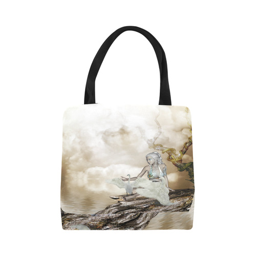 Swan fairy with swans Canvas Tote Bag (Model 1657)