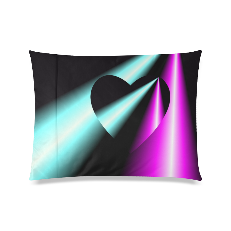 Pink & Turquoise Laser Beams Love Heart Custom Zippered Pillow Case 20"x26"(Twin Sides)