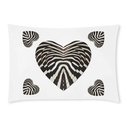 Black and White Zebra Fur Love Hearts Custom Rectangle Pillow Case 20x30 (One Side)
