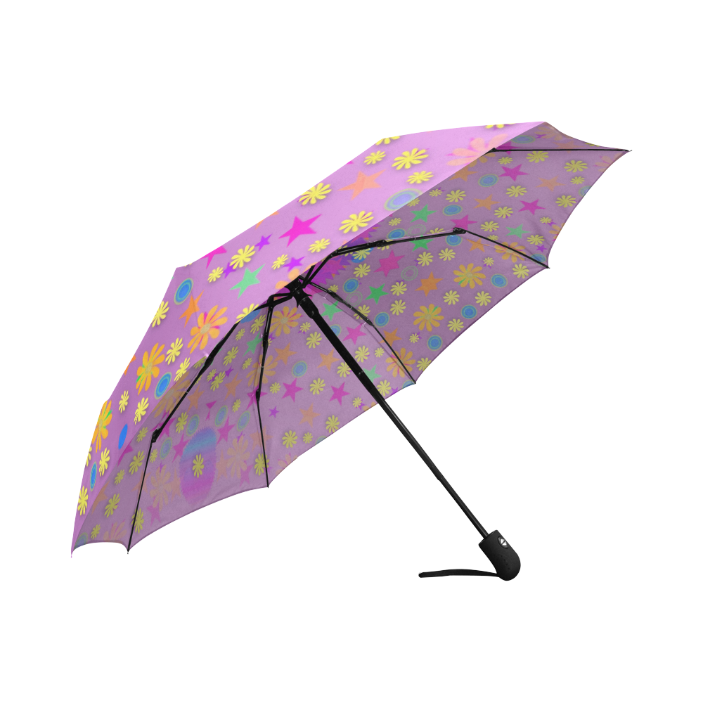 Sparkling colors and flowers Auto-Foldable Umbrella (Model U04)