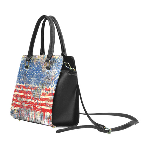 USA Flag Drip Cobweb Print Purse Classic Shoulder Handbag (Model 1653)