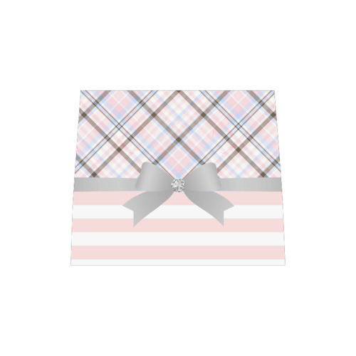 Pink Blue Grey Plaid, Pink Stripes, Grey Bow Boston Handbag (Model 1621)