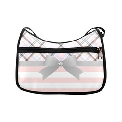 Pink Blue Grey Plaid, Pink Stripes, Grey Bow Crossbody Bags (Model 1616)