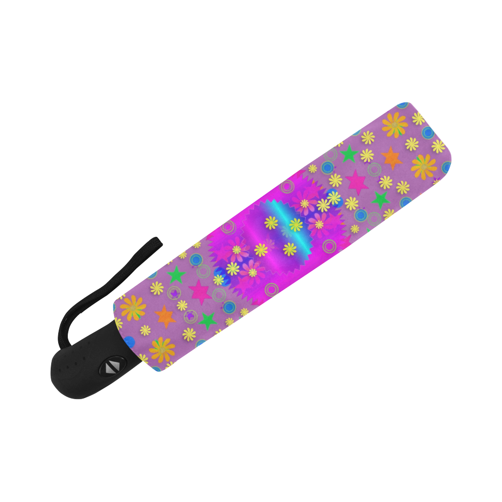 Sparkling colors and flowers Auto-Foldable Umbrella (Model U04)