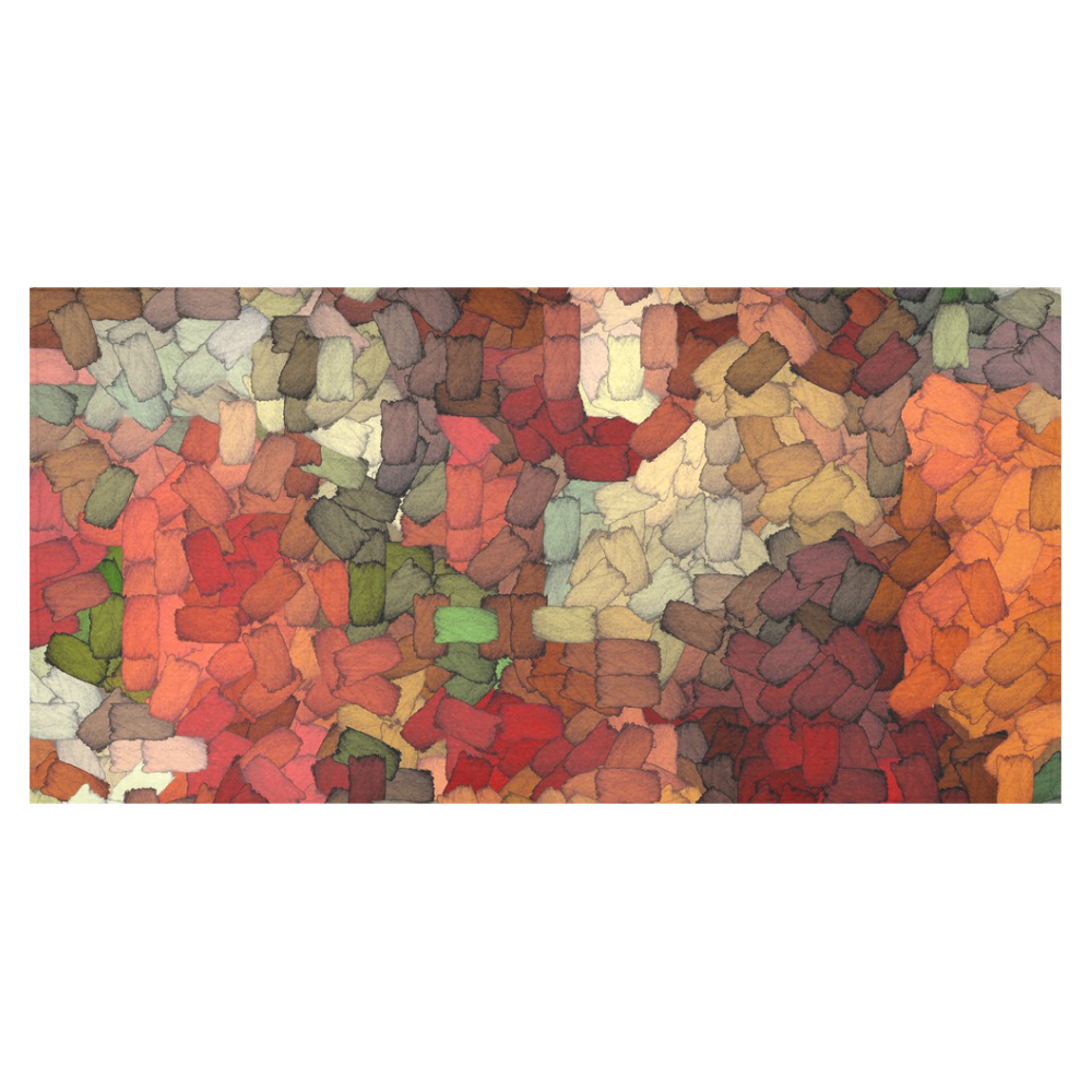 Autumn Inspired Torn Scraps Cotton Linen Tablecloth 60"x120"