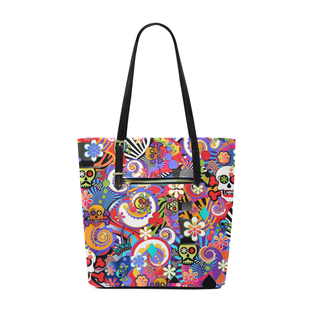 Fun Sugar Skull Flower Print Handbag by Juleez Euramerican Tote Bag ...