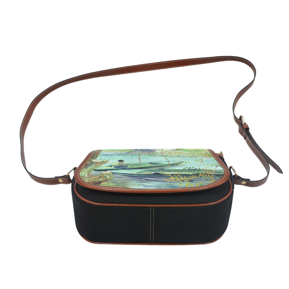 Van Gogh Fishing in the Spring Saddle Bag/Small (Model 1649)(Flap Customization)