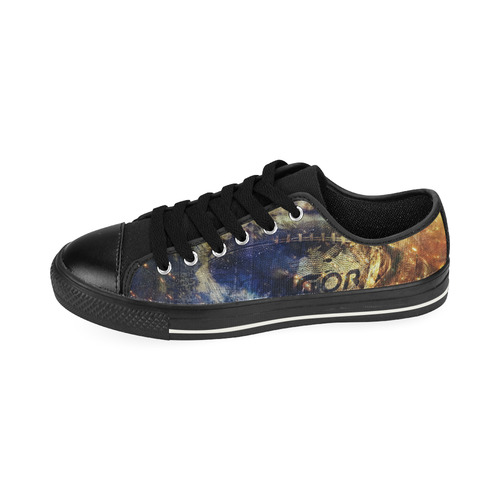 Abstract american football Low Top Canvas Shoes for Kid (Model 018)