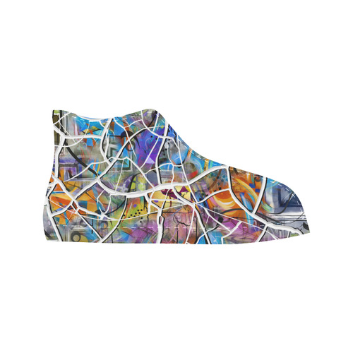Graffiti Cracked Design Print Sneaker Aquila High Top Microfiber Leather Women's Shoes (Model 032)