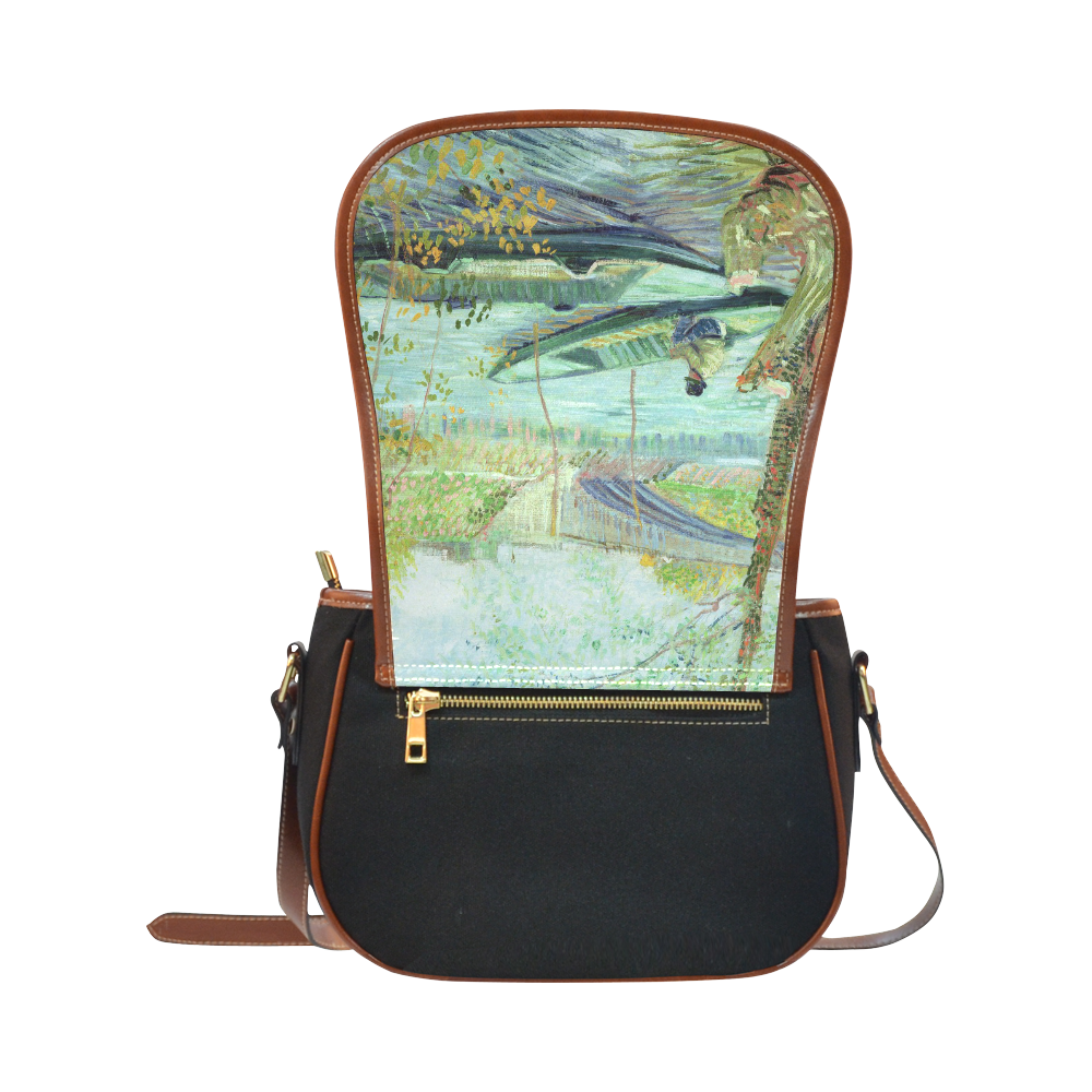 Van Gogh Fishing in the Spring Saddle Bag/Small (Model 1649)(Flap Customization)