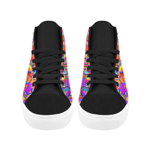 Crazy Color Shards Print High Top Sneaker Aquila High Top Microfiber Leather Women's Shoes (Model 032)