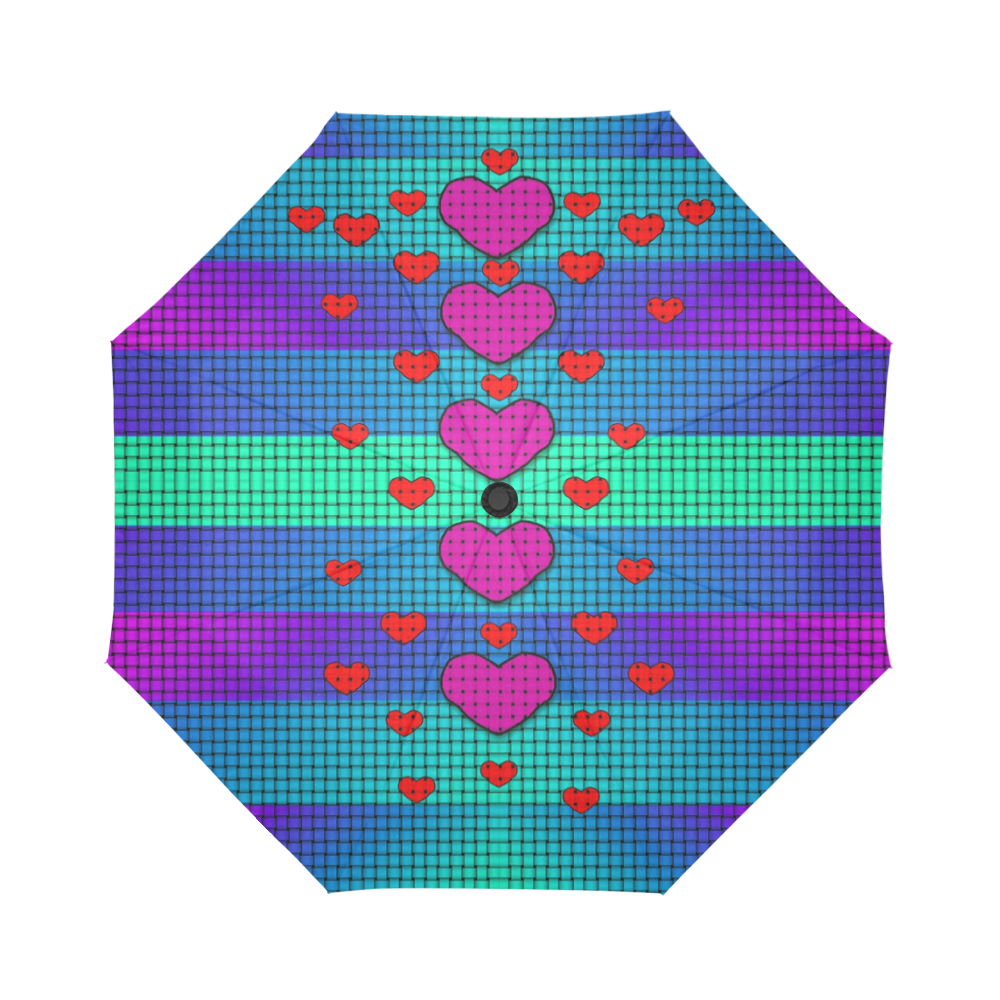 hearts and rainbows Auto-Foldable Umbrella (Model U04)