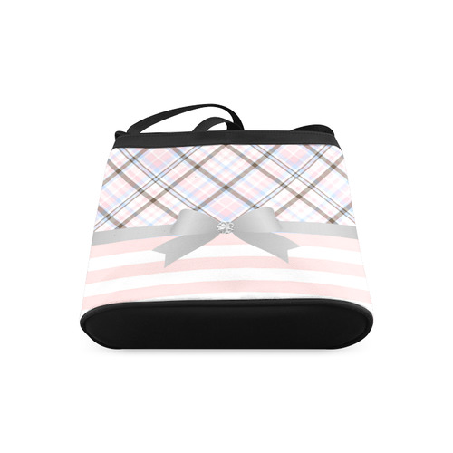 Pink Blue Grey Plaid, Pink Stripes, Grey Bow Crossbody Bags (Model 1613)