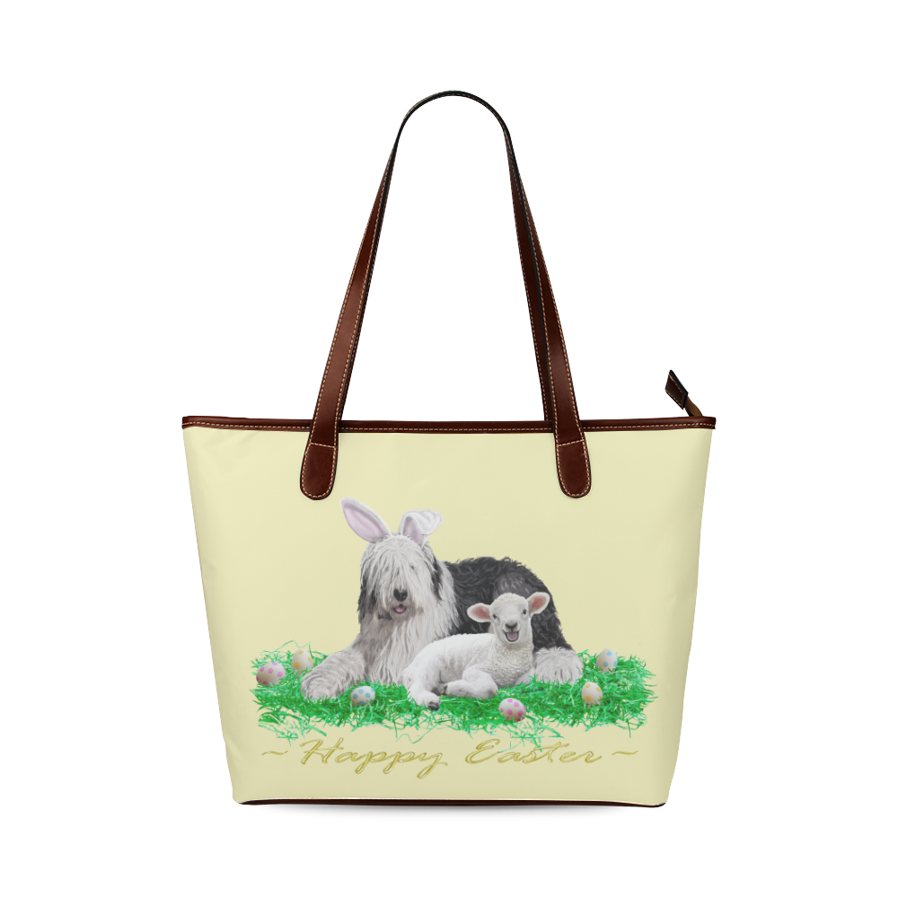 Happy Easter with eggs ~buttercup Shoulder Tote Bag (Model 1646)