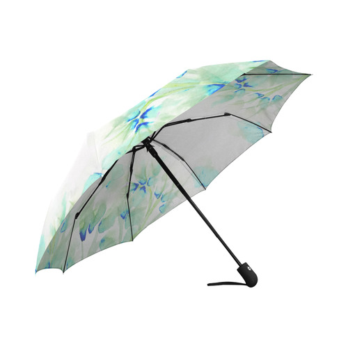 flowers in the wind teal Auto-Foldable Umbrella (Model U04)