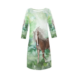Horse in a fantasy world Round Collar Dress (D22)