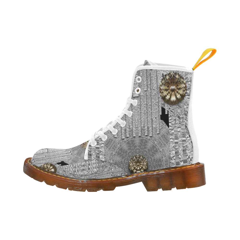 Wonderful gold flowers on silver Martin Boots For Men Model 1203H