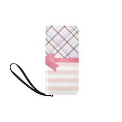 Pink Blue Grey Plaid, Pink Stripes, Pink Bow Women's Clutch Purse (Model 1637)