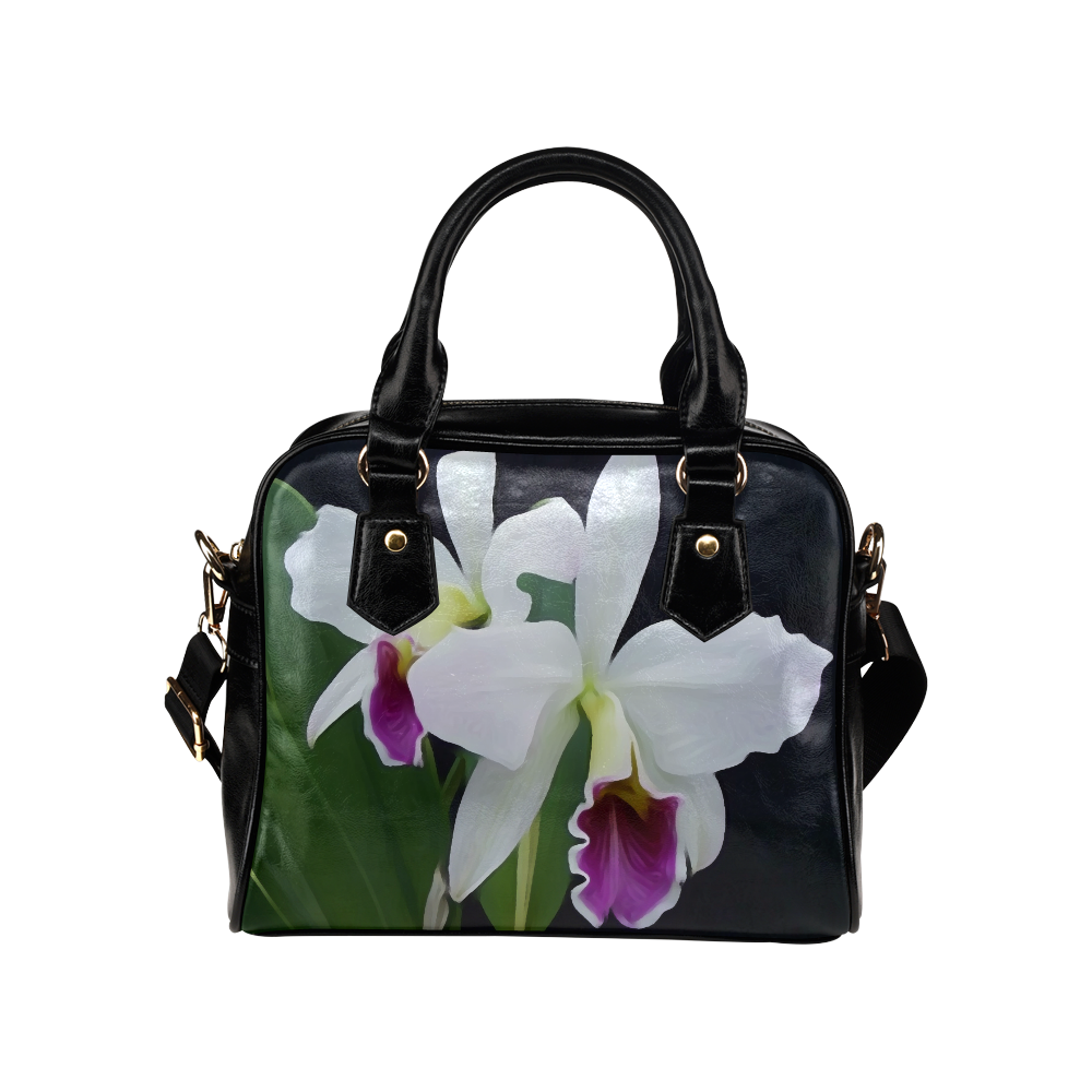 Gorgeous Purple and White Orchids Floral Shoulder Handbag (Model 1634)